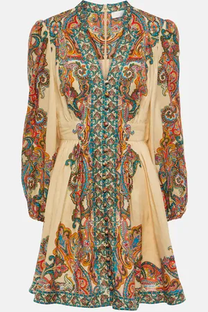 ZIMMERMANN Ottie Plunge paisley linen minidress