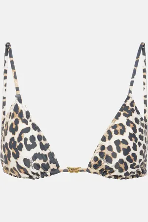 Ganni Leopard-print triangle bikini top