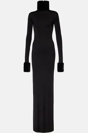 Ilkyaz Ozel Priscilla faux fur-trimmed silk-blend gown