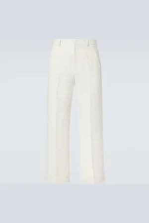 VALENTINO Cotton and linen wide-leg pants