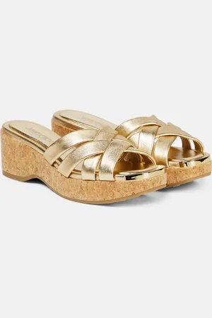 Jimmy Choo Maribou 50 metallic leather sandals