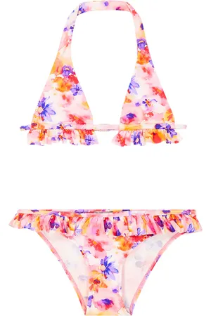 Il gufo Ruffled floral bikini