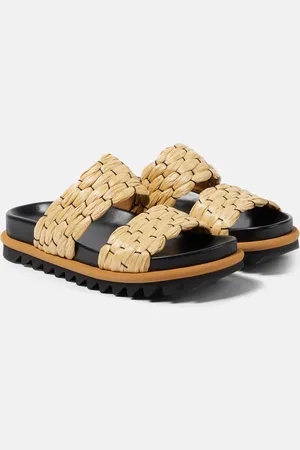 DRIES VAN NOTEN Woven and raffia and leather slides