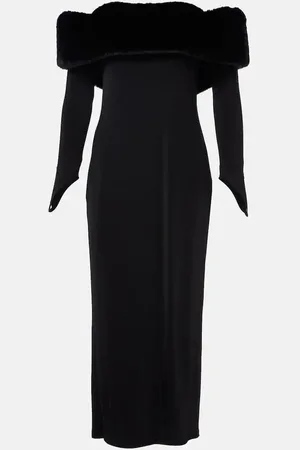 Ilkyaz Ozel Yazi faux fur-trimmed silk-blend gown