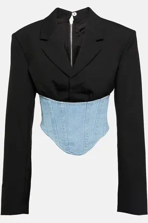 DION LEE Wool and denim bustier blazer