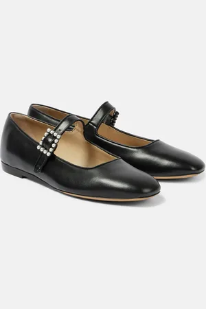 Le Monde Beryl Le Monde BÃ©ryl Pearl-embellished leather Mary Jane flats