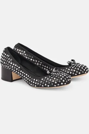 RENE CAOVILLA Crystal-embellished leather pumps