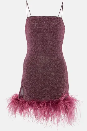 Oseree OsÃ©ree LumiÃ¨re Plumage feather-trimmed lamÃ© minidress