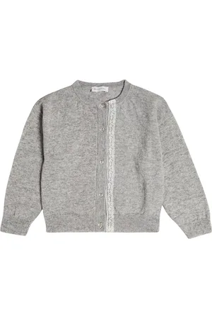 MONNALISA Lace-trimmed wool cardigan