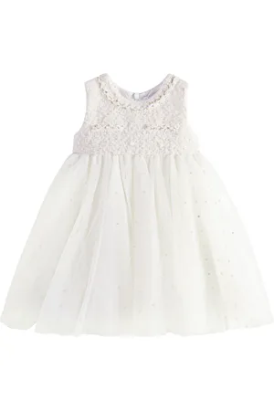 MONNALISA Baby polka-dot bouclÃ© and tulle dress