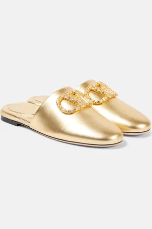 VALENTINO GARAVANI VLogo Signature metallic leather slides