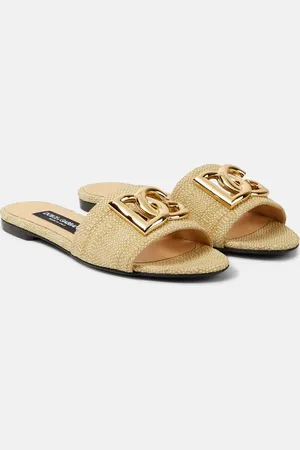 Dolce & Gabbana Logo raffia slides