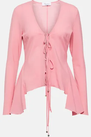BLUMARINE Ruffled tie-front wool-blend blouse