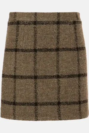 Patou Checked wool-blend tweed miniskirt