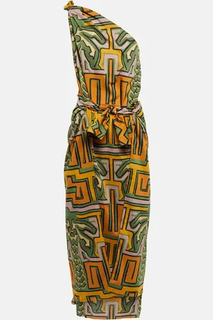 JOHANNA ORTIZ Printed one-shoulder cotton midi dress