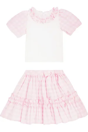 PATACHOU Gingham cotton top and skirt set