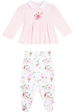 MONNALISA Baby floral top and footed pants set