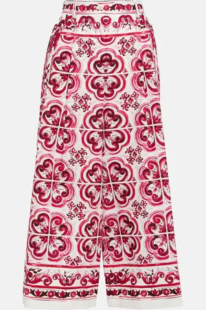Dolce & Gabbana Printed high-rise cotton poplin culottes