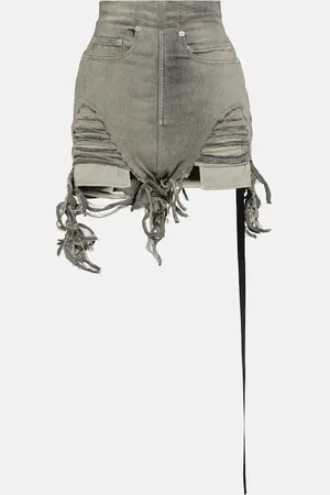 Rick Owens DRKSHDW distressed high-rise denim shorts