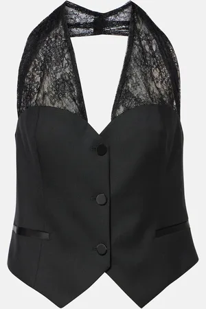 Nina Ricci Lace-trimmed halterneck vest
