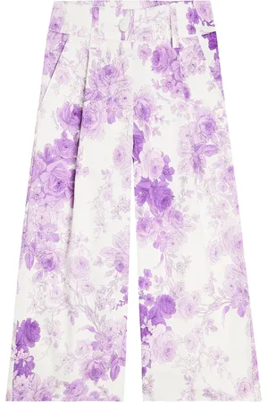 MONNALISA Floral cotton wide-leg pants