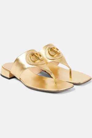 VALENTINO GARAVANI VLogo Signature metallic leather thong sandals