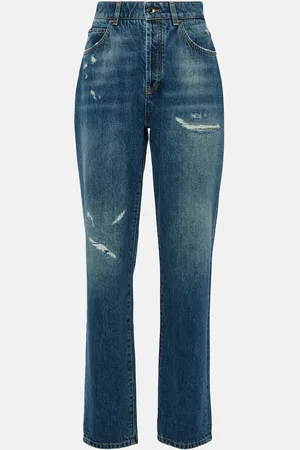 Dolce & Gabbana Distressed high-rise straight jeans