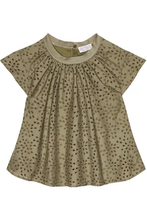 Brunello Cucinelli Broderie anglaise cotton-blend top