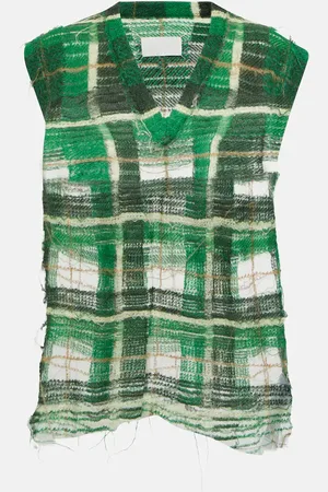 Maison Margiela Distressed checked mohair-blend sweater vest