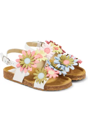 Il gufo Floral appliquÃ© leather sandals