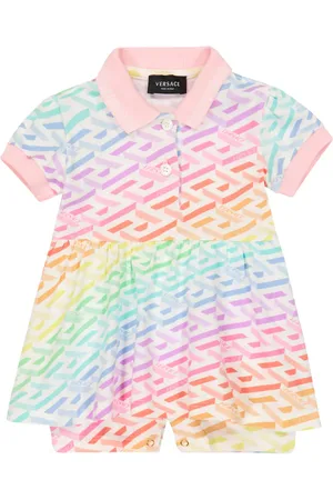 VERSACE Baby La Greca cotton-blend dress