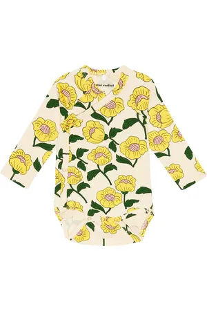 Mini Rodini Baby Flowers wrap cotton bodysuit