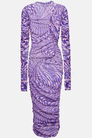 MUGLER Ruched mesh midi dress