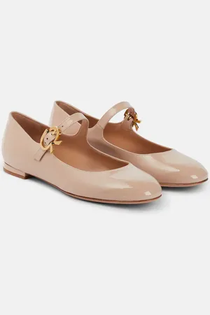 Gianvito Rossi Mary Ribbon patent leather ballet flats