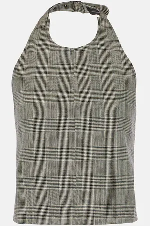 WARDROBE.NYC Prince of Wales check open-back wool top