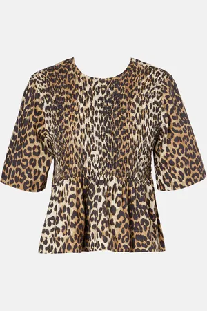 Ganni Leopard-print cotton top