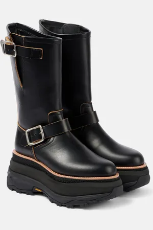 SACAI Leather platform biker boots