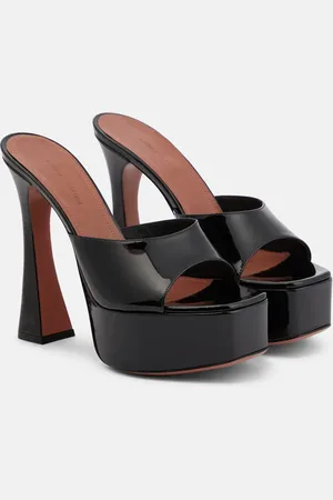 Amina Muaddi Dalida patent leather platform mules