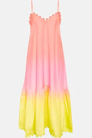 Juliet Dunn OmbrÃ© scalloped silk midi dress