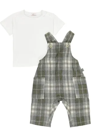Il gufo Baby cotton T-shirt and overalls set