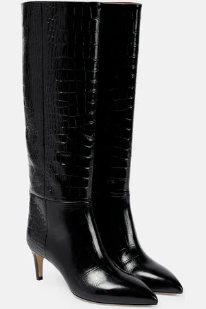 PARIS TEXAS Croc-effect leather knee-high boots