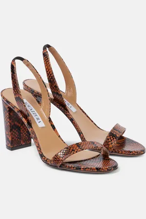 Aquazzura 85 snake-effect leather slingback sandals