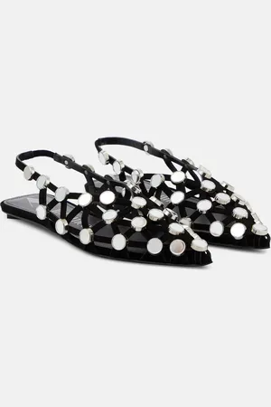 The Attico Grid embellished suede ballet flats