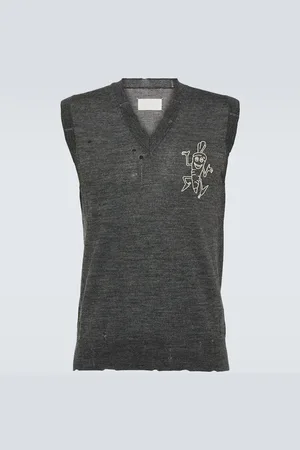 Maison Margiela Printed distressed wool sweater vest