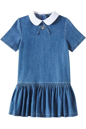 Dolce & Gabbana DG gathered cotton chambray dress