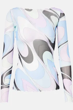 Puccini Printed tulle top