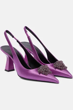 VERSACE La Medusa satin slingback pumps