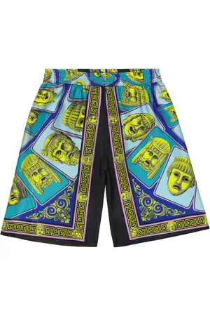 VERSACE Le Maschere silk twill shorts