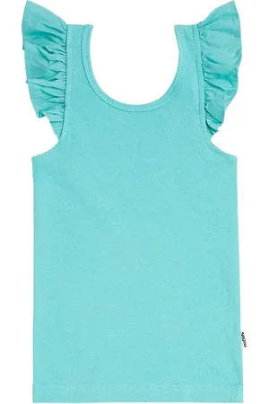Molo Ranja ribbed-knit ruffled cotton-blend top