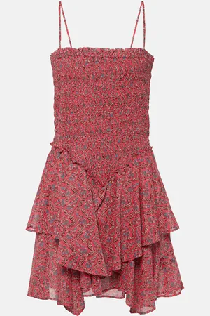 Marant Etoile Ankage smocked ruffled cotton minidress